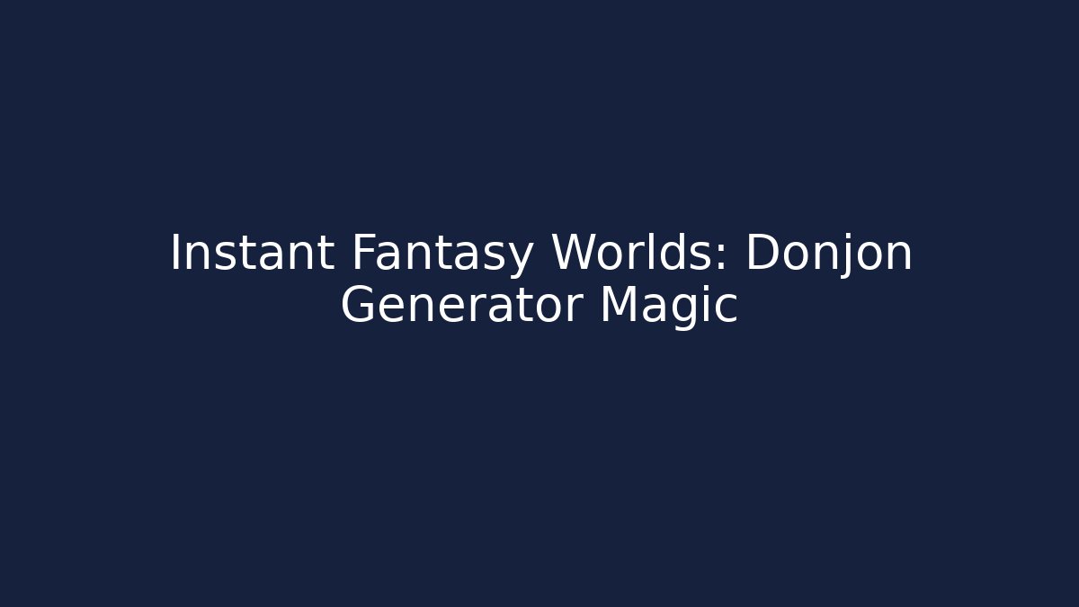 Instant Fantasy Worlds: Donjon Generator Magic