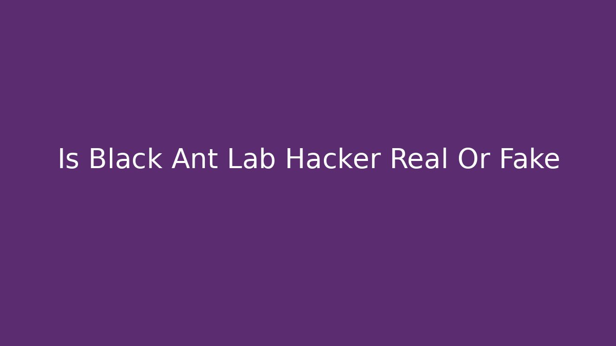 Is Black Ant Lab Hacker Real Or Fake