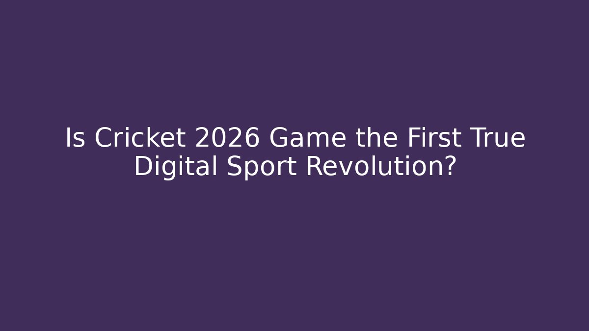 Is Cricket 2026 Game the First True Digital Sport Revolution?