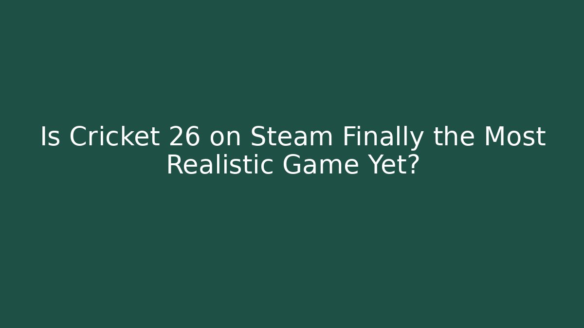Is Cricket 26 on Steam Finally the Most Realistic Game Yet?