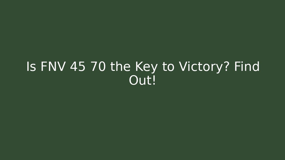 Is FNV 45 70 the Key to Victory? Find Out!