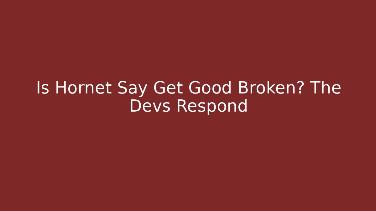 Is Hornet Say Get Good Broken? The Devs Respond