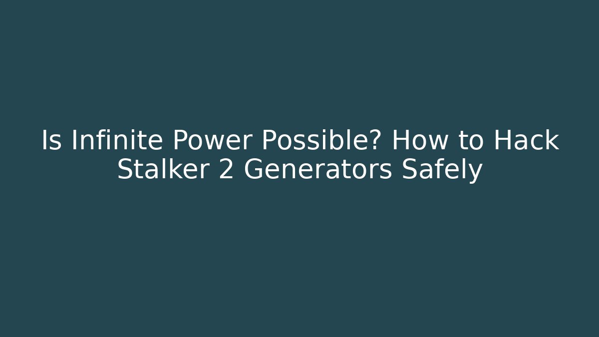 Is Infinite Power Possible? How to Hack Stalker 2 Generators Safely