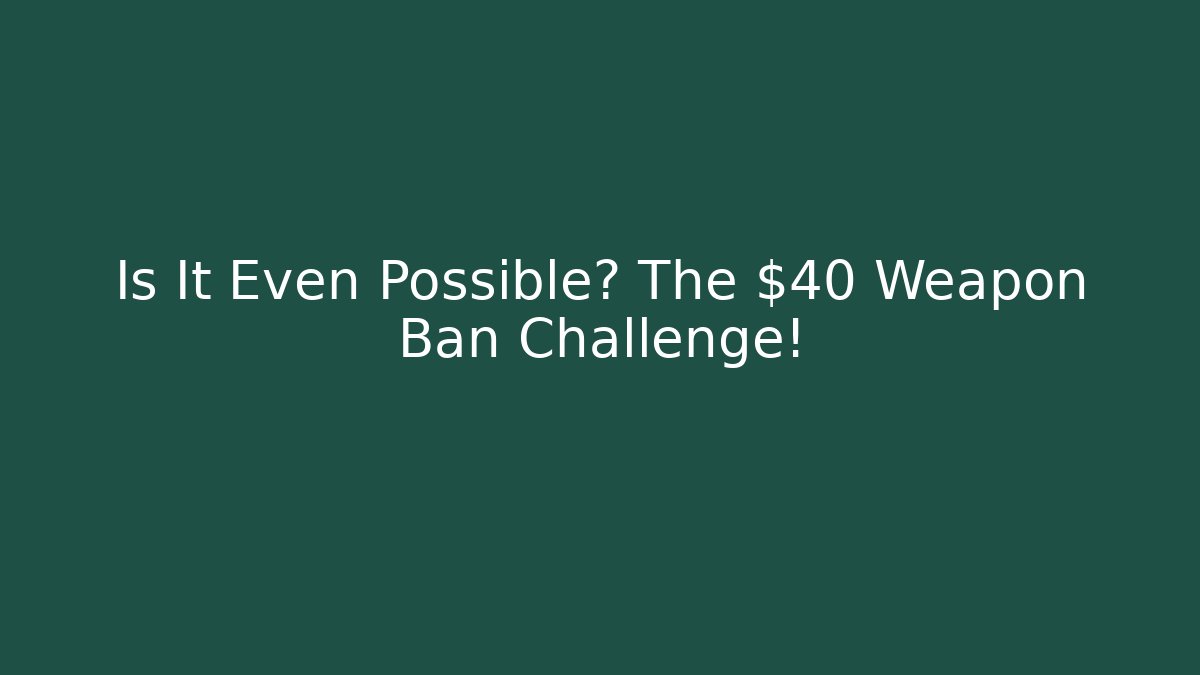 Is It Even Possible? The $40 Weapon Ban Challenge!