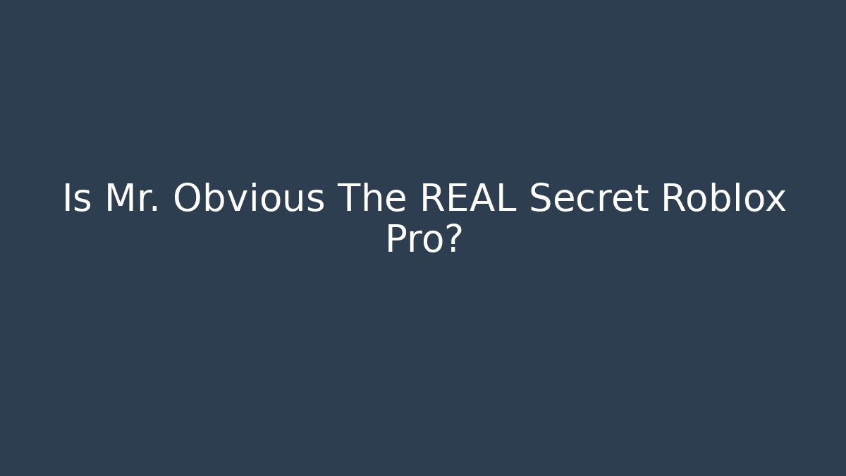 Is Mr. Obvious The REAL Secret Roblox Pro?