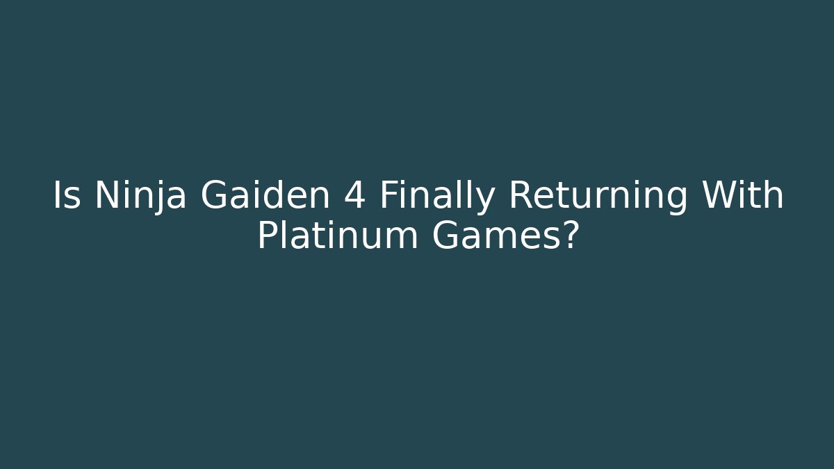 Is Ninja Gaiden 4 Finally Returning With Platinum Games?