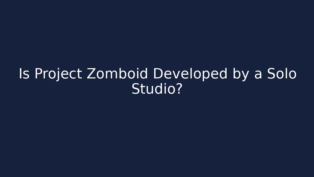 Is Project Zomboid Developed by a Solo Studio?