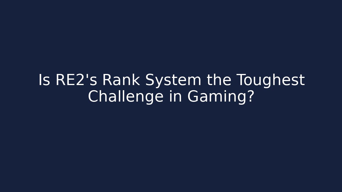 Is RE2's Rank System the Toughest Challenge in Gaming?
