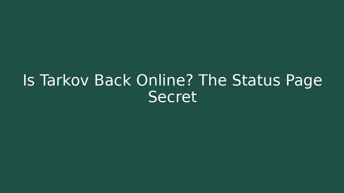 Is Tarkov Back Online? The Status Page Secret