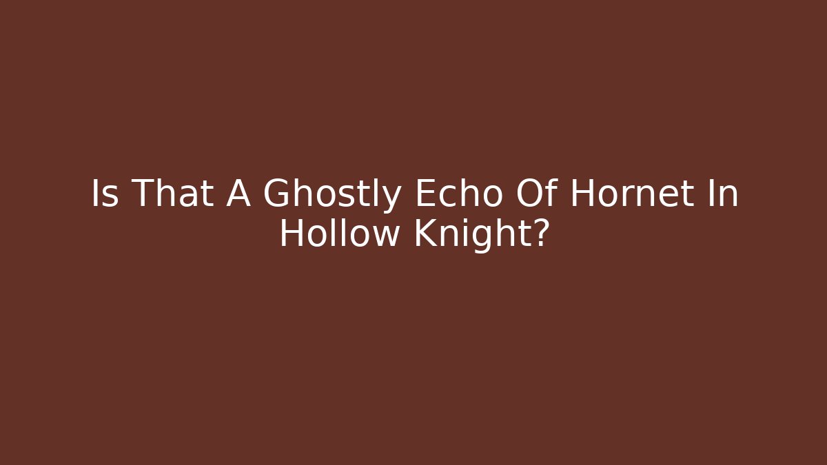 Is That A Ghostly Echo Of Hornet In Hollow Knight?