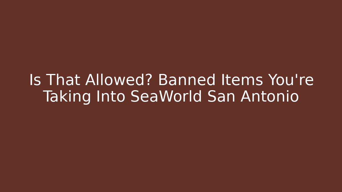 Is That Allowed? Banned Items You’re Taking Into SeaWorld San Antonio
