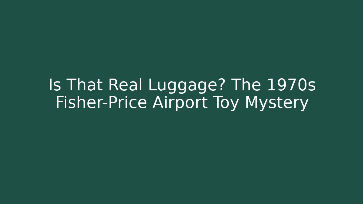 Is That Real Luggage? The 1970s Fisher-Price Airport Toy Mystery