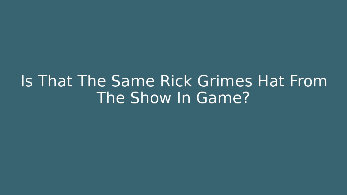 Is That The Same Rick Grimes Hat From The Show In Game?
