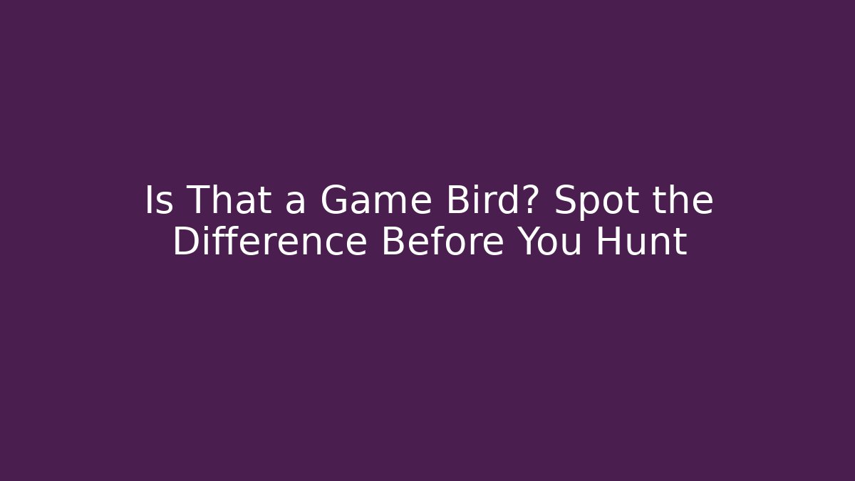 Is That a Game Bird? Spot the Difference Before You Hunt