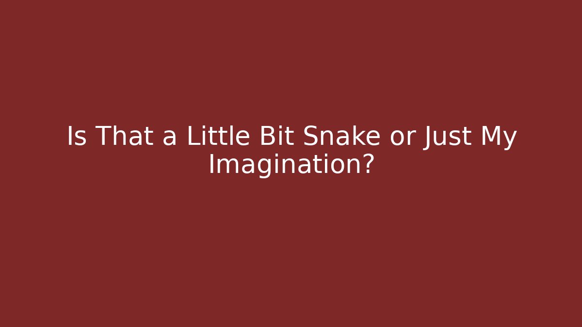 Is That a Little Bit Snake or Just My Imagination?