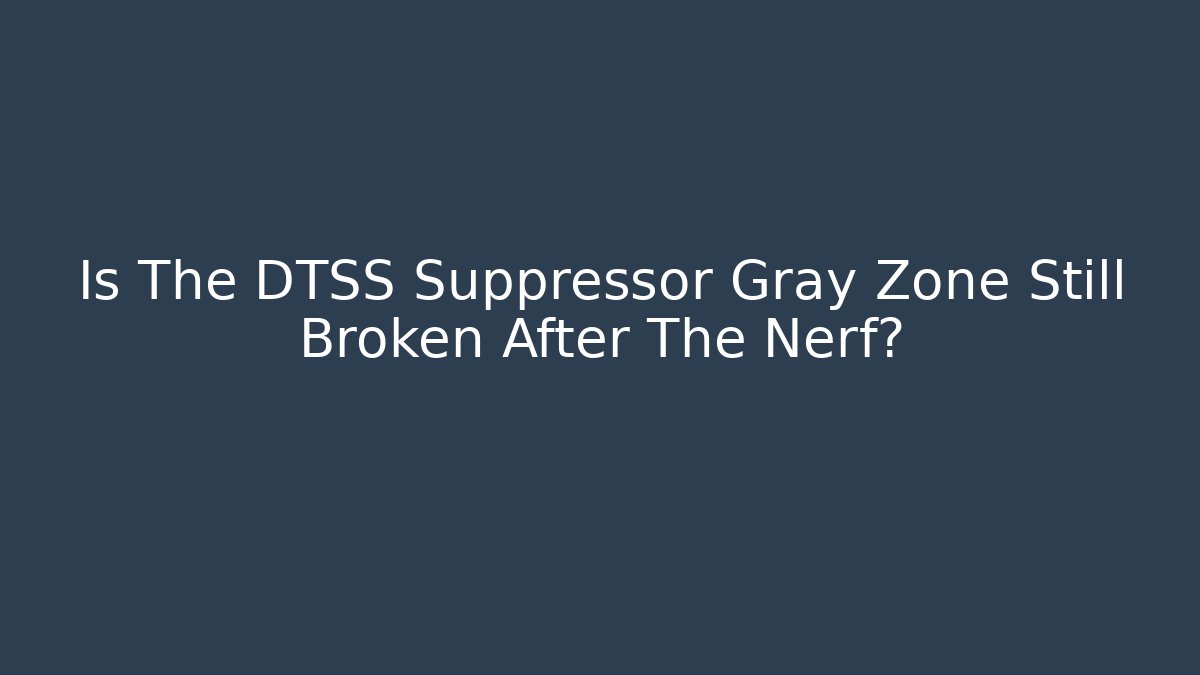 Is The DTSS Suppressor Gray Zone Still Broken After The Nerf?
