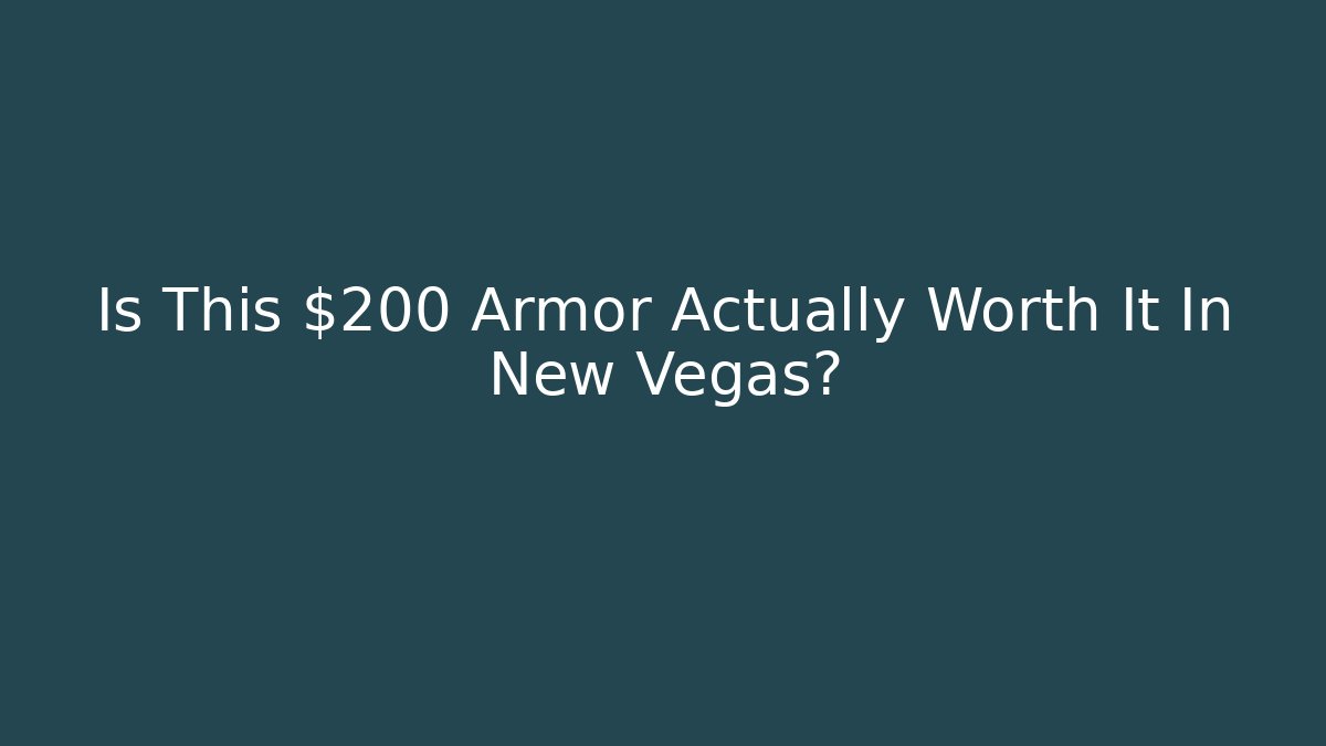 Is This $200 Armor Actually Worth It In New Vegas?