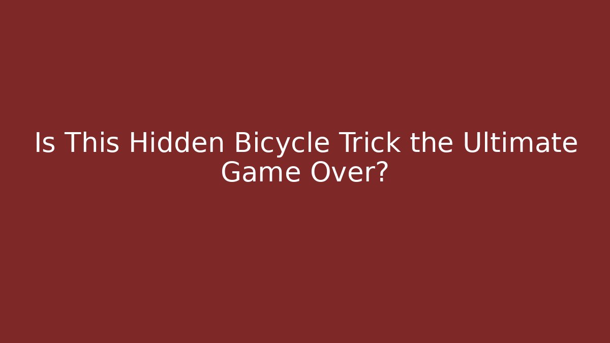 Is This Hidden Bicycle Trick the Ultimate Game Over? - Critter Realm