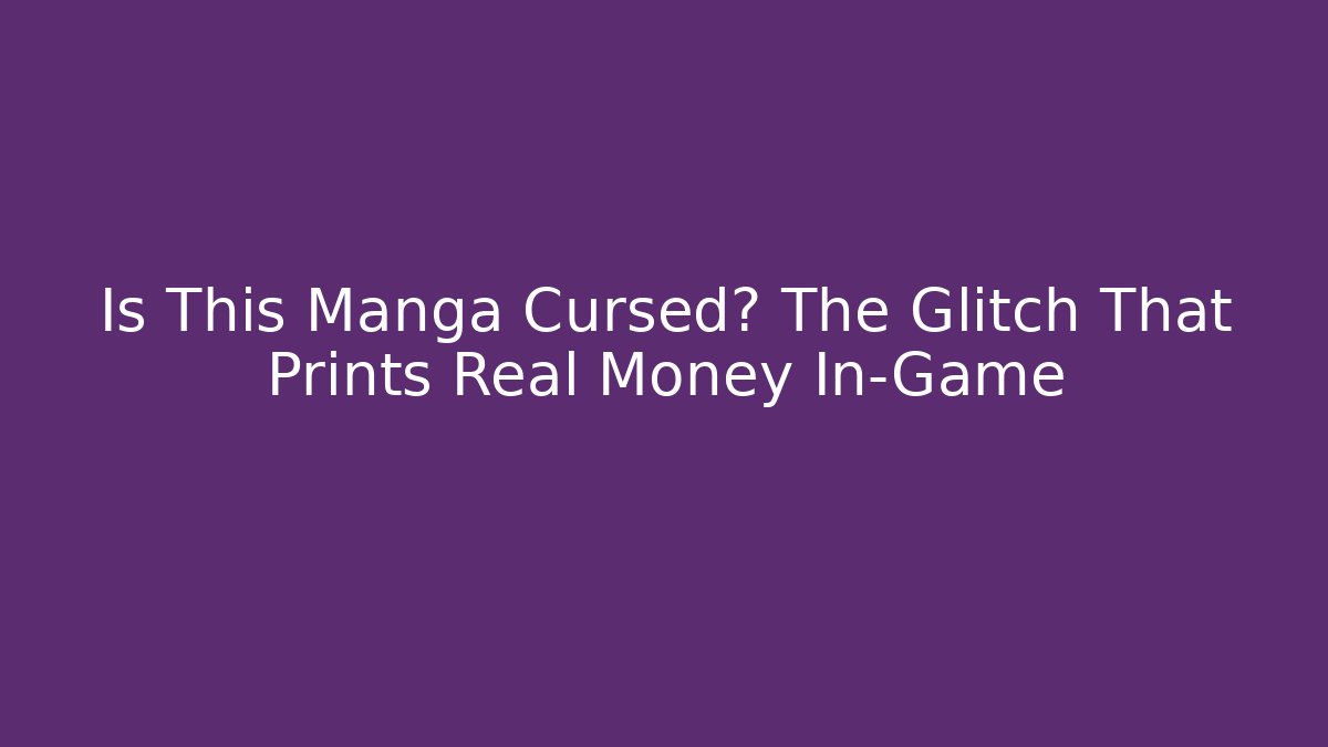 Is This Manga Cursed? The Glitch That Prints Real Money In-Game
