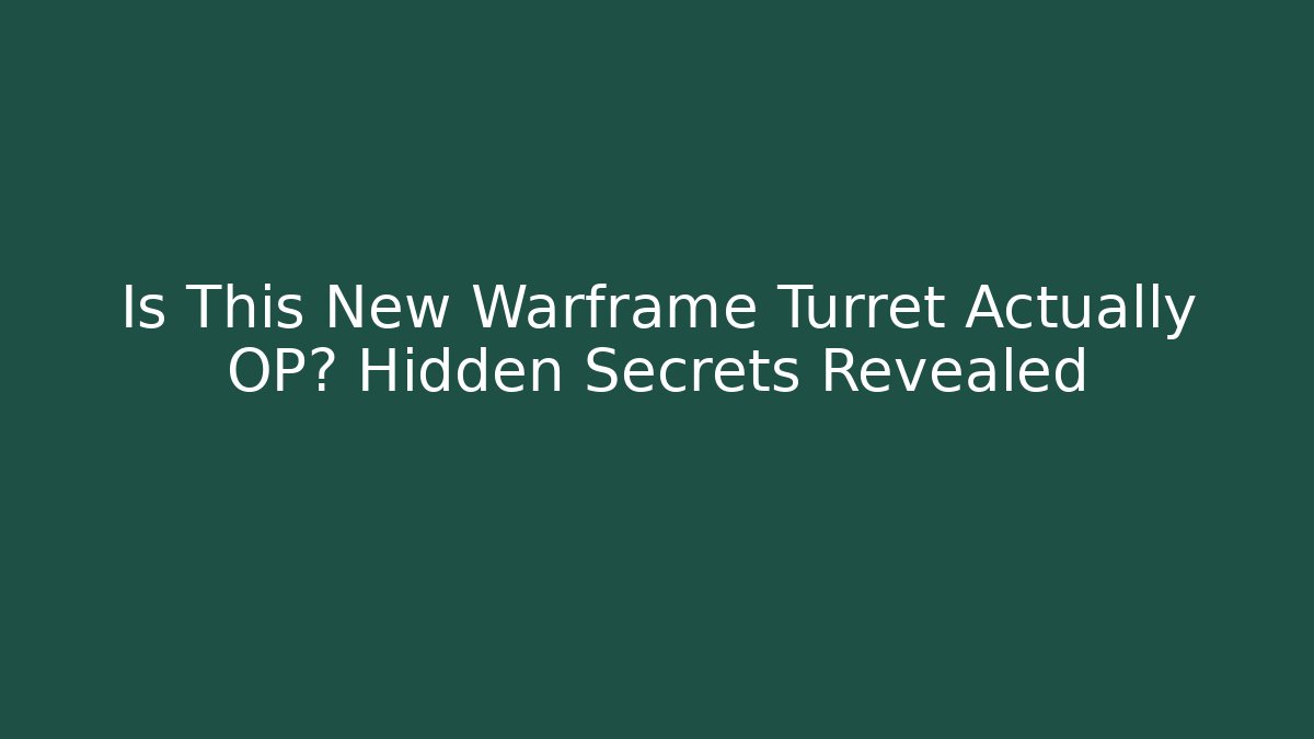 Is This New Warframe Turret Actually OP? Hidden Secrets Revealed - Critter Realm