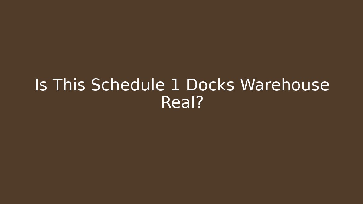 Is This Schedule 1 Docks Warehouse Real?