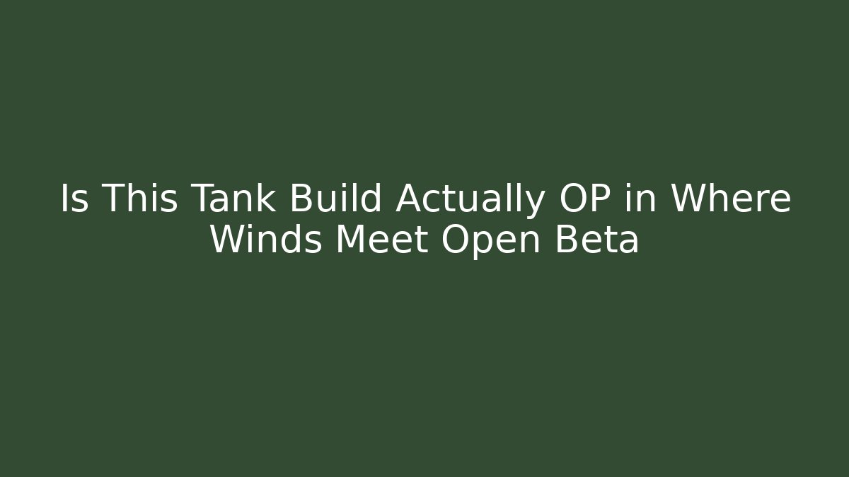 Is This Tank Build Actually OP in Where Winds Meet Open Beta