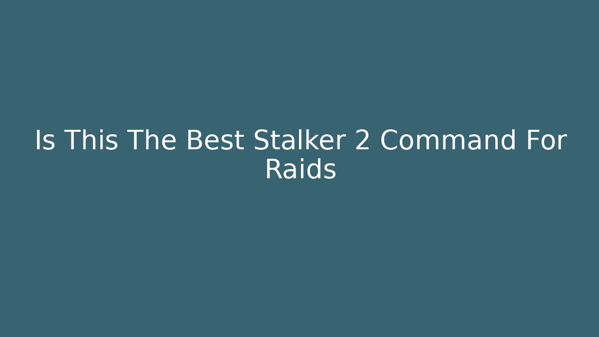 Is This The Best Stalker 2 Command For Raids