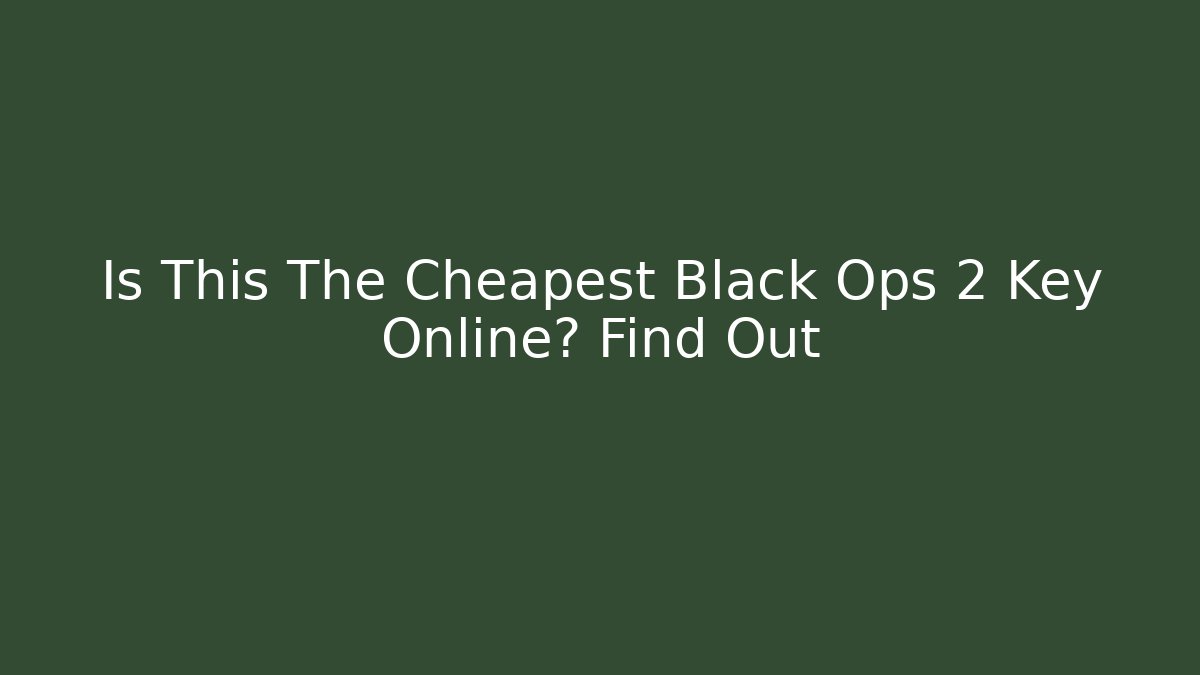 Is This The Cheapest Black Ops 2 Key Online? Find Out