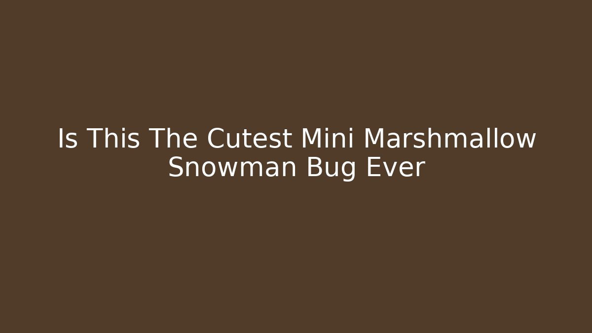 Is This The Cutest Mini Marshmallow Snowman Bug Ever - Critter Realm