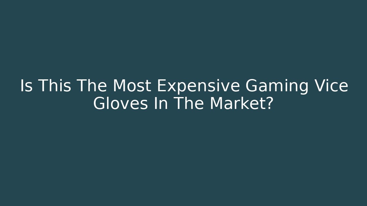 Is This The Most Expensive Gaming Vice Gloves In The Market?