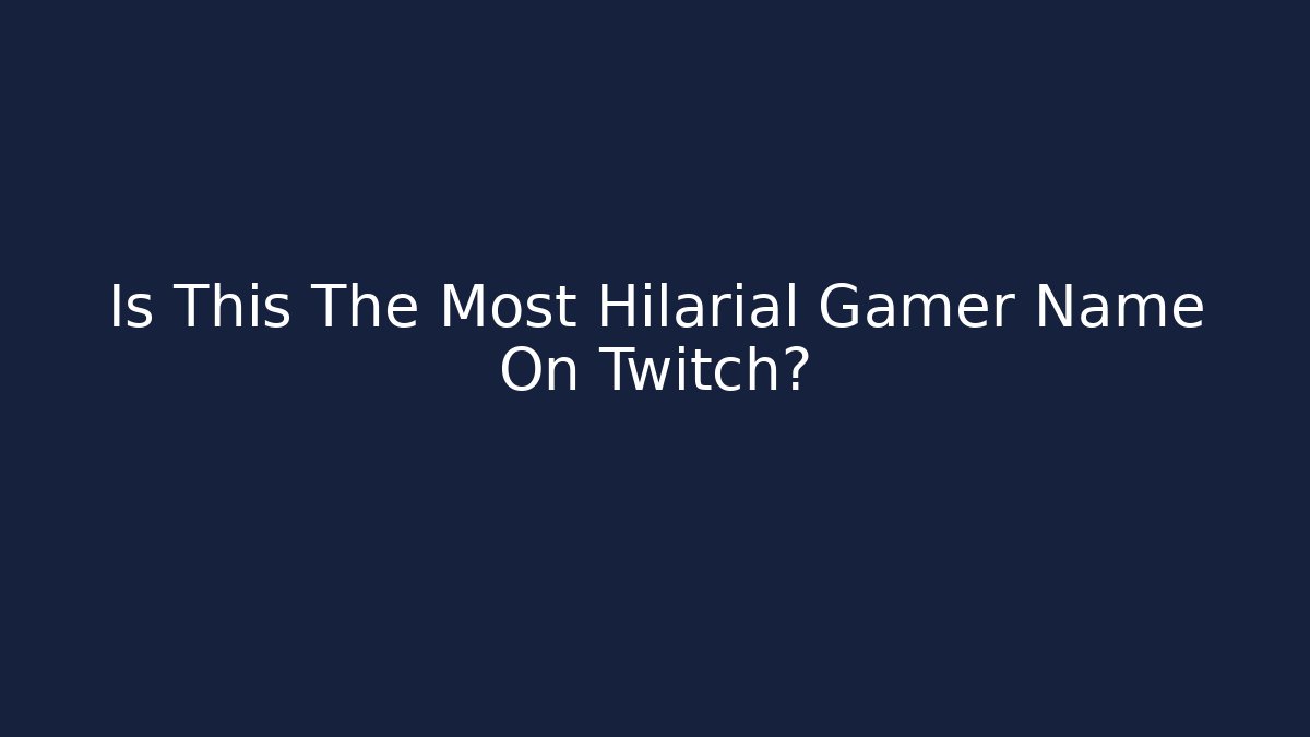 Is This The Most Hilarial Gamer Name On Twitch?