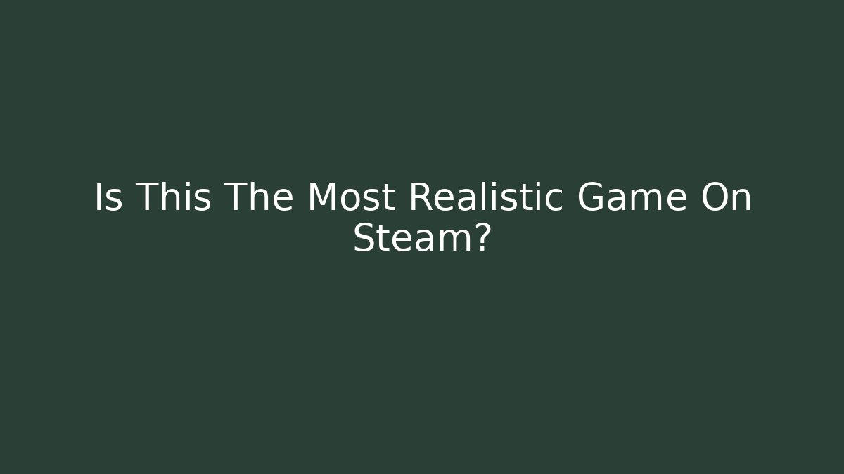 Is This The Most Realistic Game On Steam?