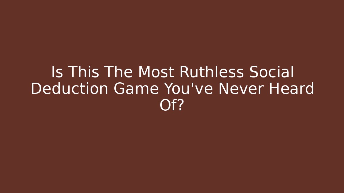 Is This The Most Ruthless Social Deduction Game You've Never Heard Of? - Critter Realm