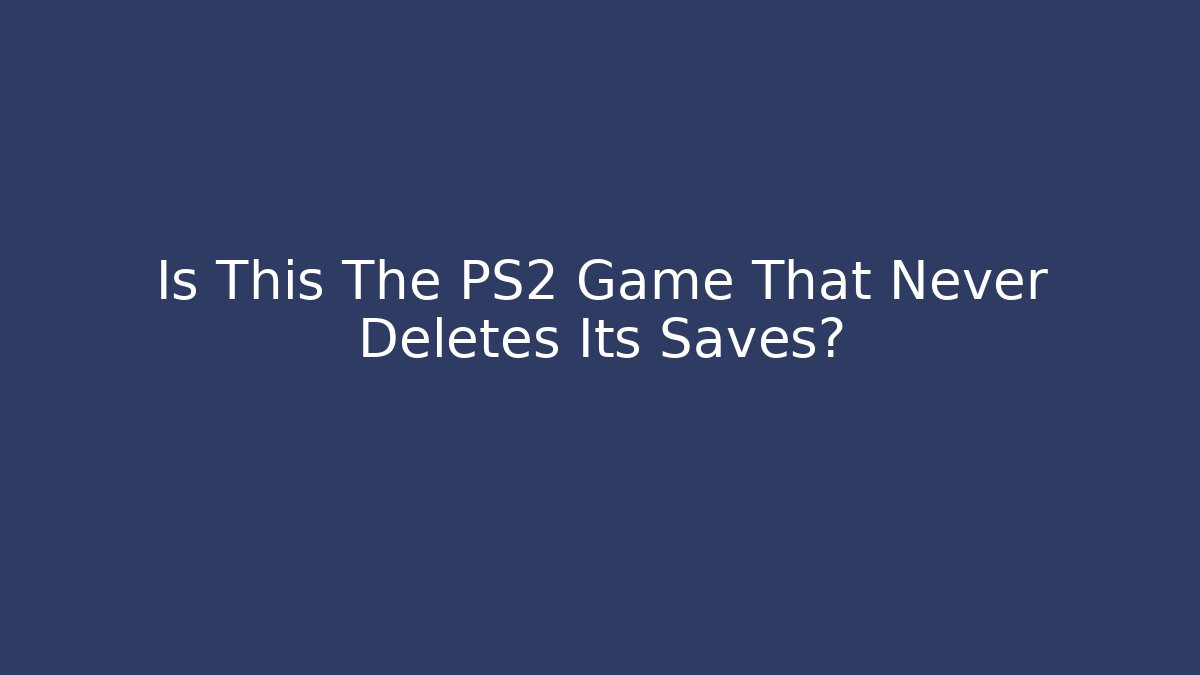 Is This The PS2 Game That Never Deletes Its Saves?