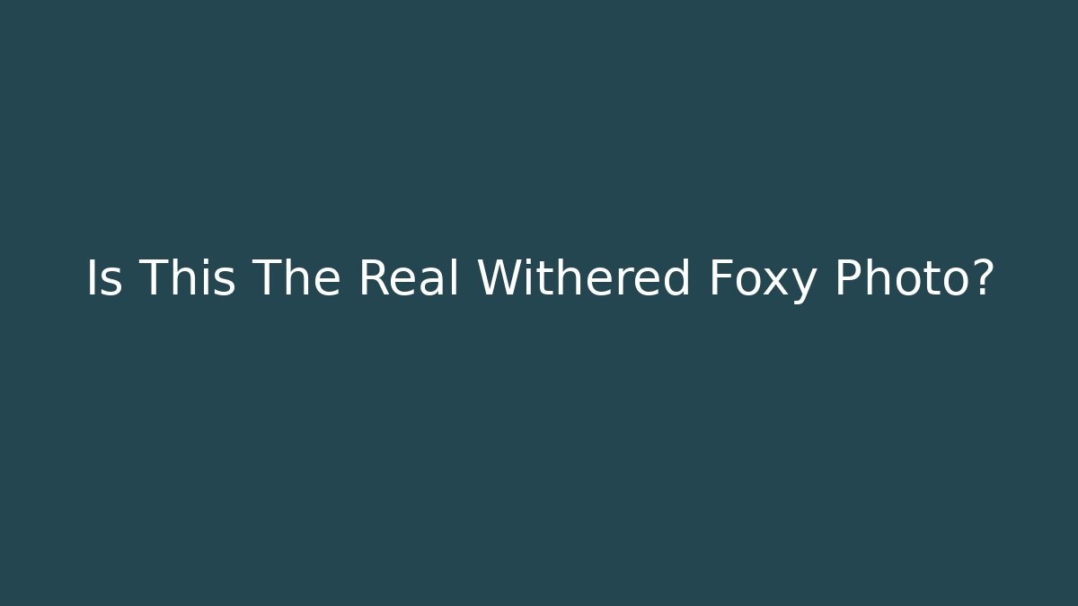 Is This The Real Withered Foxy Photo?