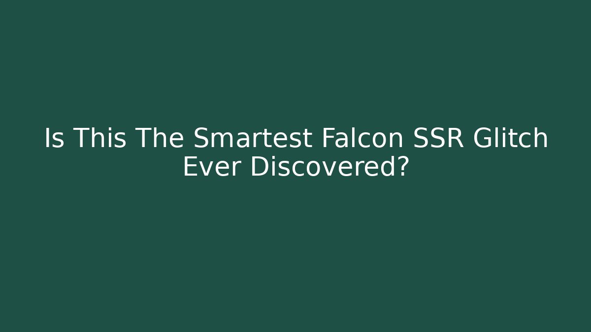Is This The Smartest Falcon SSR Glitch Ever Discovered? - Critter Realm