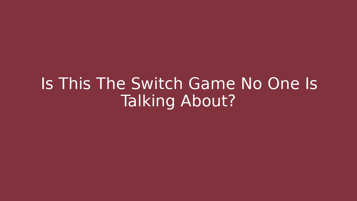 Is This The Switch Game No One Is Talking About? - Critter Realm