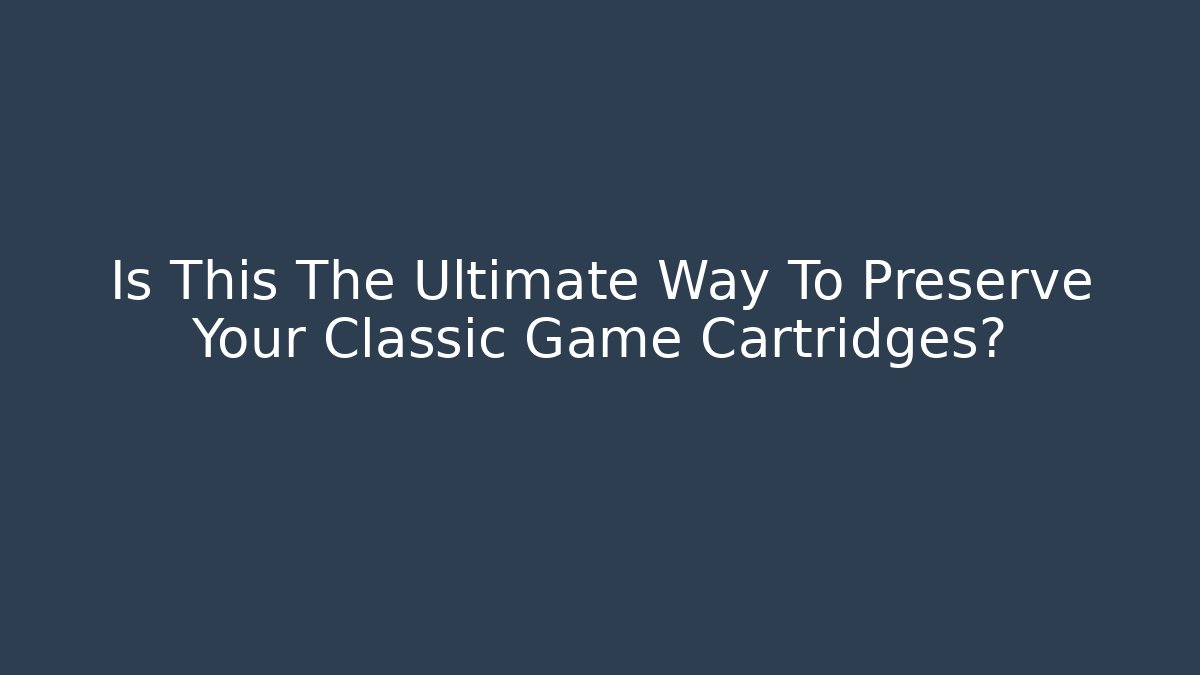 Is This The Ultimate Way To Preserve Your Classic Game Cartridges?