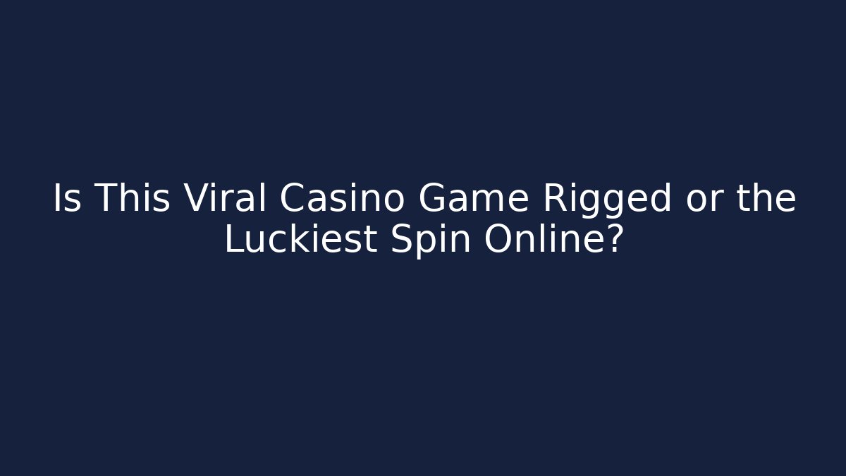 Is This Viral Casino Game Rigged or the Luckiest Spin Online?