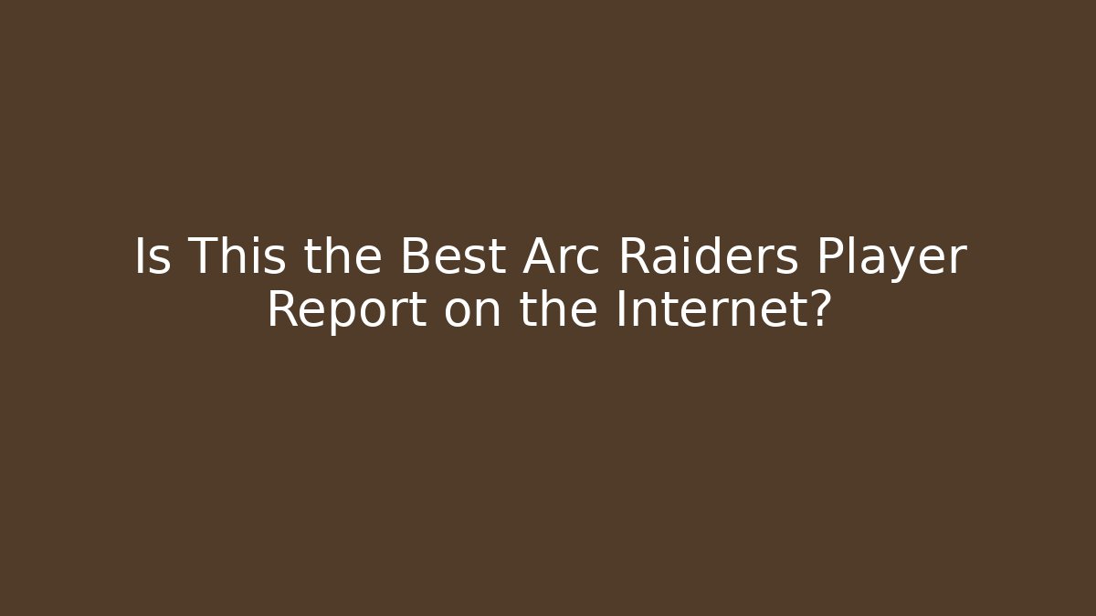 Is This the Best Arc Raiders Player Report on the Internet?