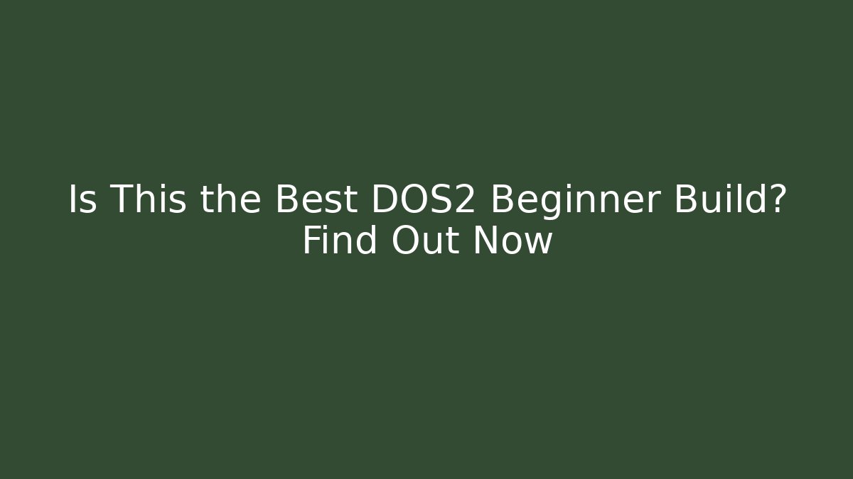 Is This the Best DOS2 Beginner Build? Find Out Now