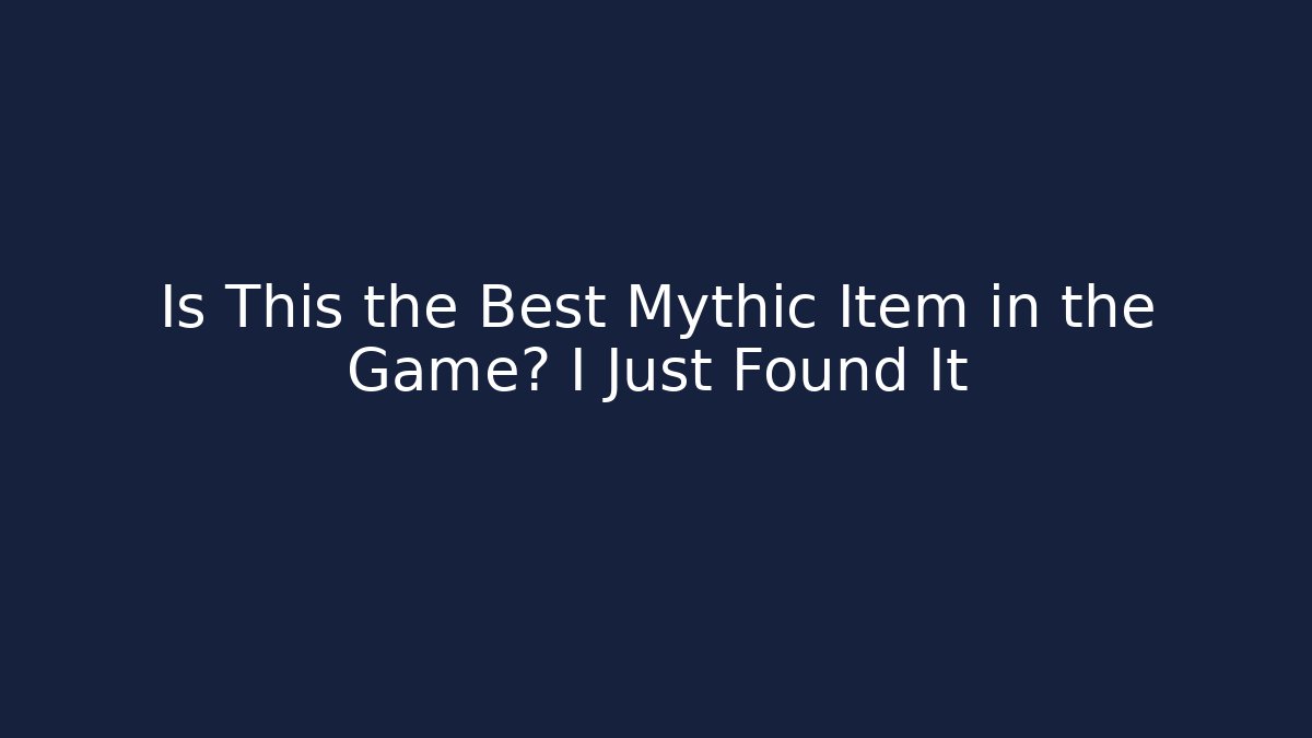 Is This the Best Mythic Item in the Game? I Just Found It - Critter Realm