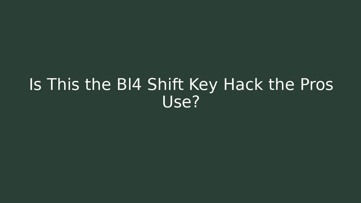 Is This the Bl4 Shift Key Hack the Pros Use? - Critter Realm