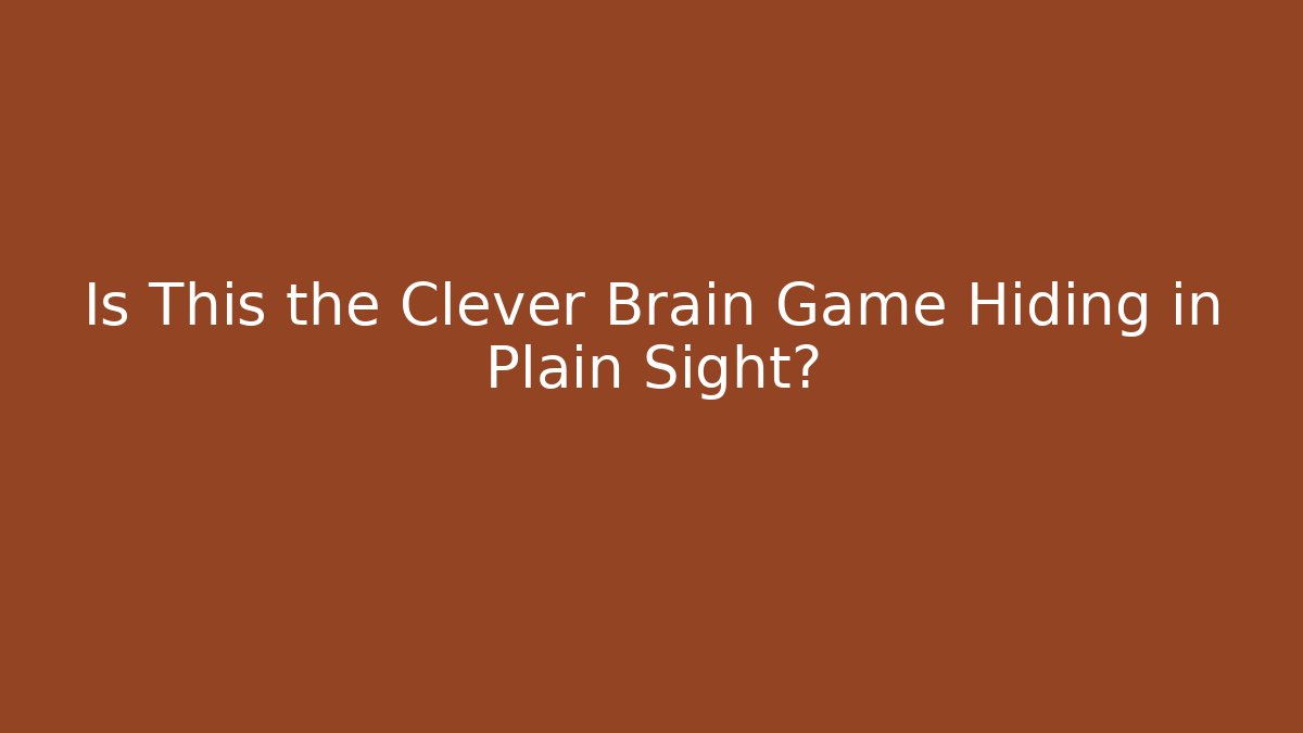 Is This the Clever Brain Game Hiding in Plain Sight? - Critter Realm