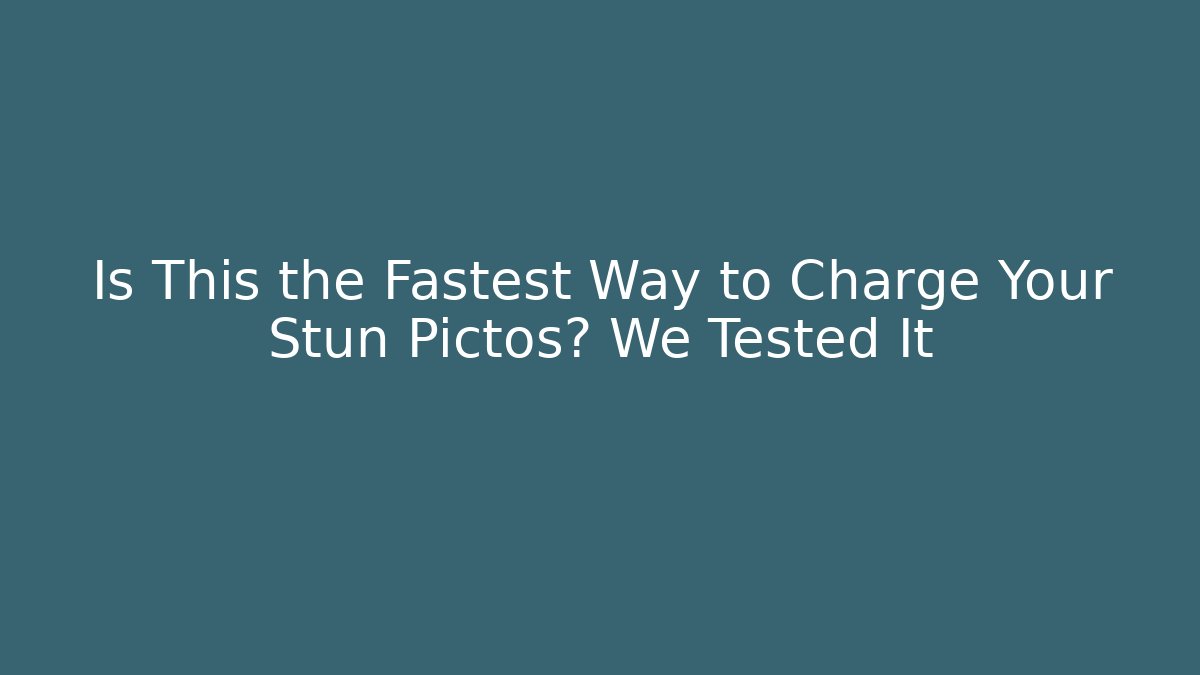 Is This the Fastest Way to Charge Your Stun Pictos? We Tested It