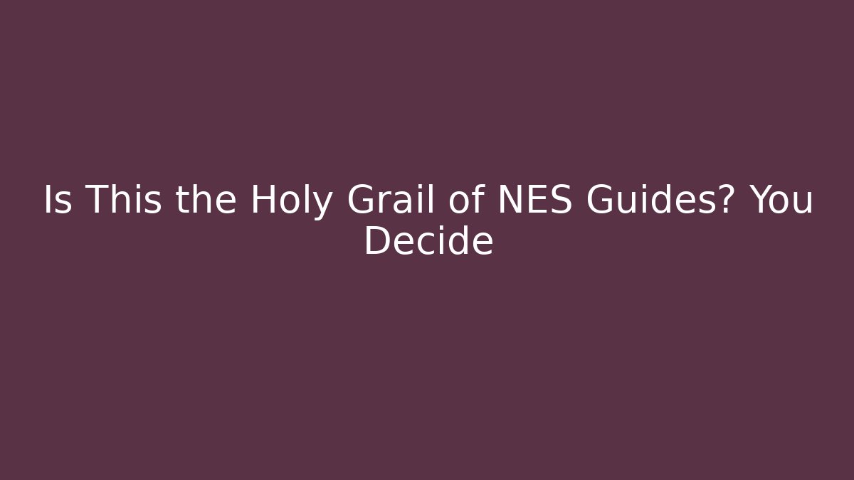Is This the Holy Grail of NES Guides? You Decide