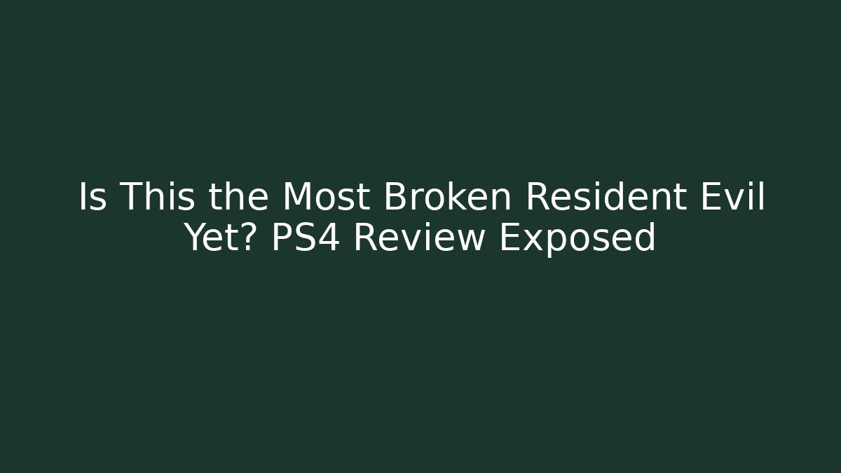 Is This the Most Broken Resident Evil Yet? PS4 Review Exposed