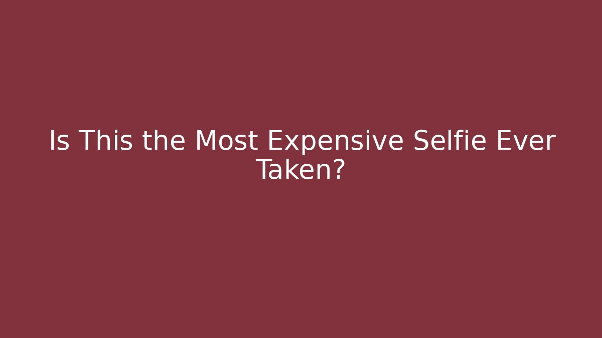 Is This the Most Expensive Selfie Ever Taken?
