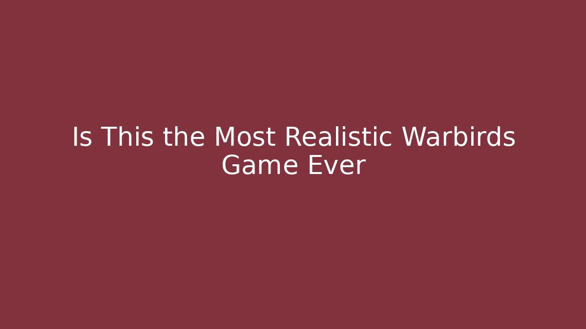 Is This the Most Realistic Warbirds Game Ever