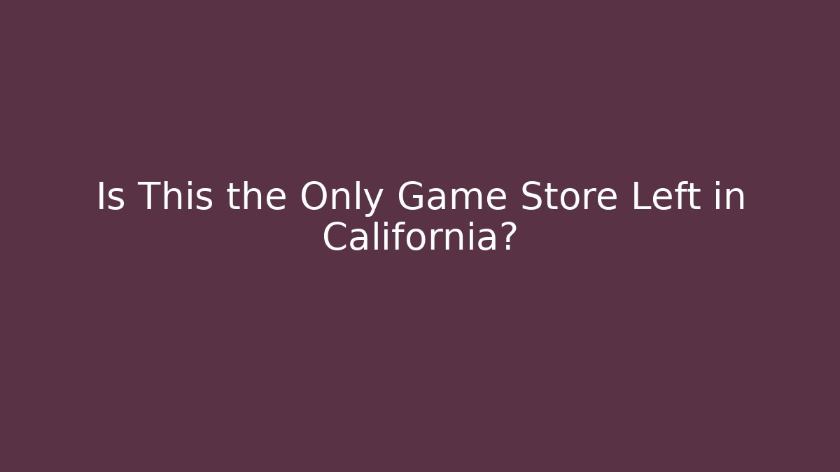 Is This the Only Game Store Left in California?